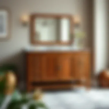 Elegant solid wood bathroom vanity showcasing intricate design