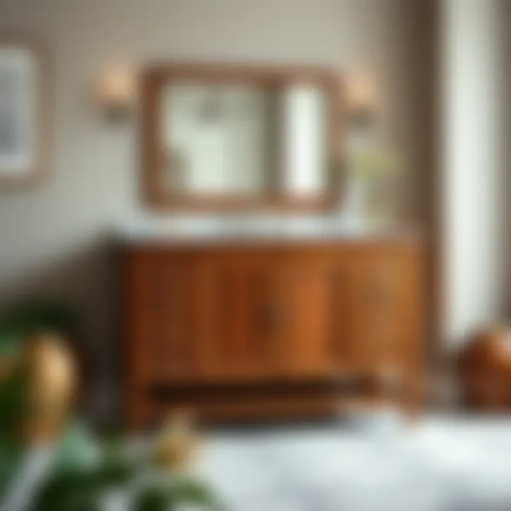 Elegant solid wood bathroom vanity showcasing intricate design