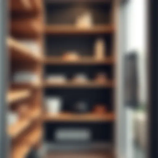 Elegant design of adjustable wood shelves in a modern pantry setting