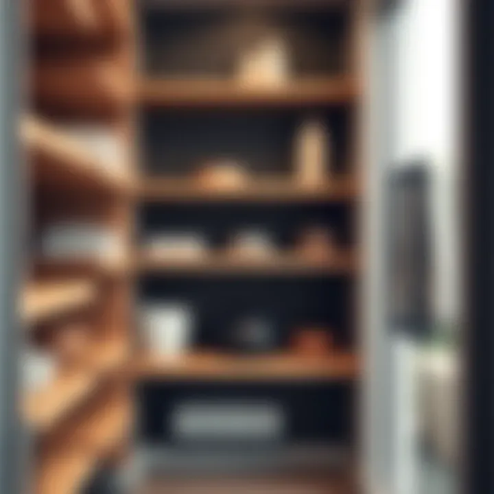 Elegant design of adjustable wood shelves in a modern pantry setting