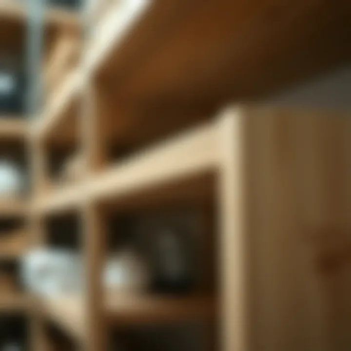 Close-up of sturdy construction materials for pantry shelving
