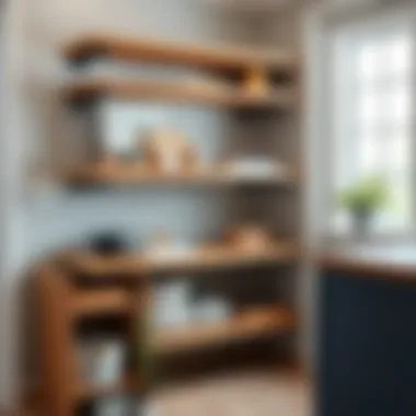 Stylish Installation Maximizing Space Stylish installation of adjustable wood shelves maximizing pantry space
