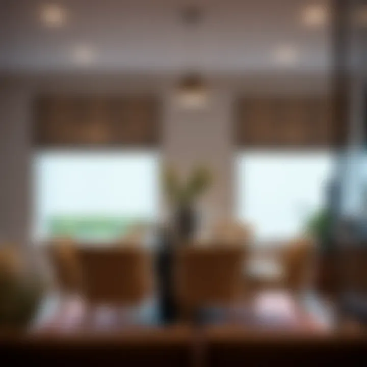 Elegant Dining Area with Alexa Roller Blinds Elegant dining area adorned with Alexa roller blinds