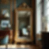 An elegant antique gold floor mirror in a vintage setting