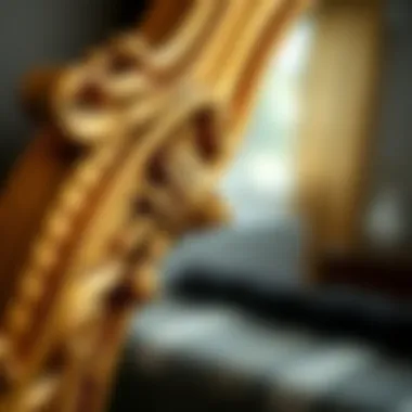 Intricate Detailing of Antique Gold Mirror Close-up of intricate detailing on an antique gold mirror frame