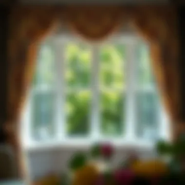 Decorated Bay Window with Drapery A beautifully decorated bay window with drapery