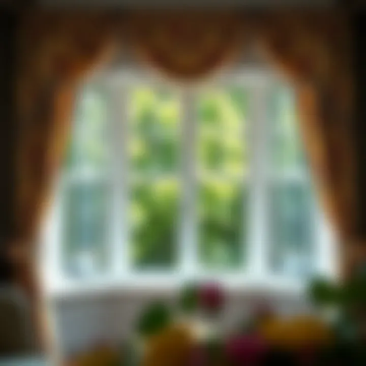 Decorated Bay Window with Drapery A beautifully decorated bay window with drapery