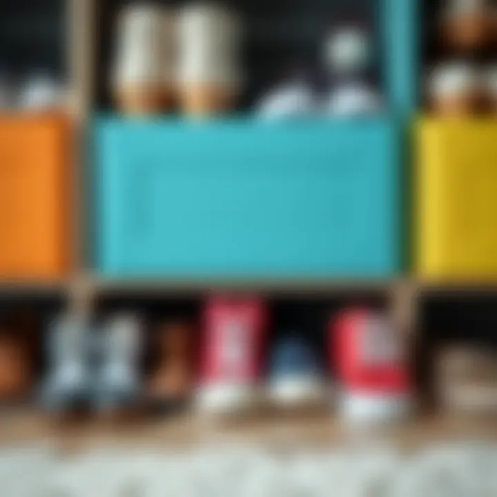 Color-coded shoe storage solution for easy access