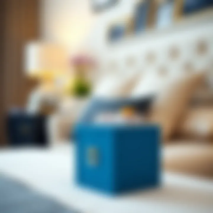 Blue Cube Organizer as Bedroom Decor Elegant blue cube organizer displayed as a decorative piece in a bedroom