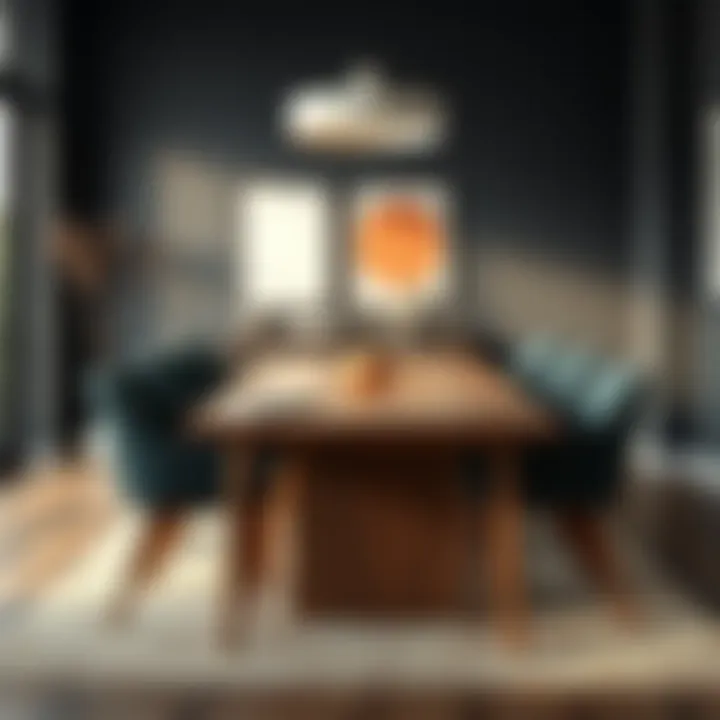 Wooden Dining Table Style Elegant wooden dining table in a modern setting