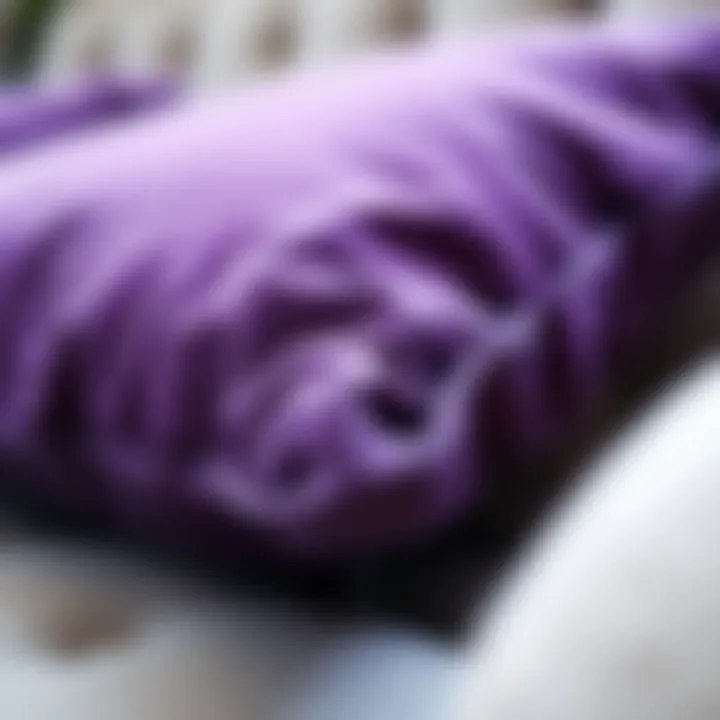 Luxurious Purple Fabric Texture Close-up of luxurious purple fabric showcasing texture and depth