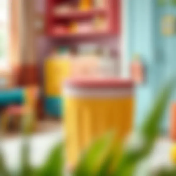 Colorful hamper with lid in a kid's playroom