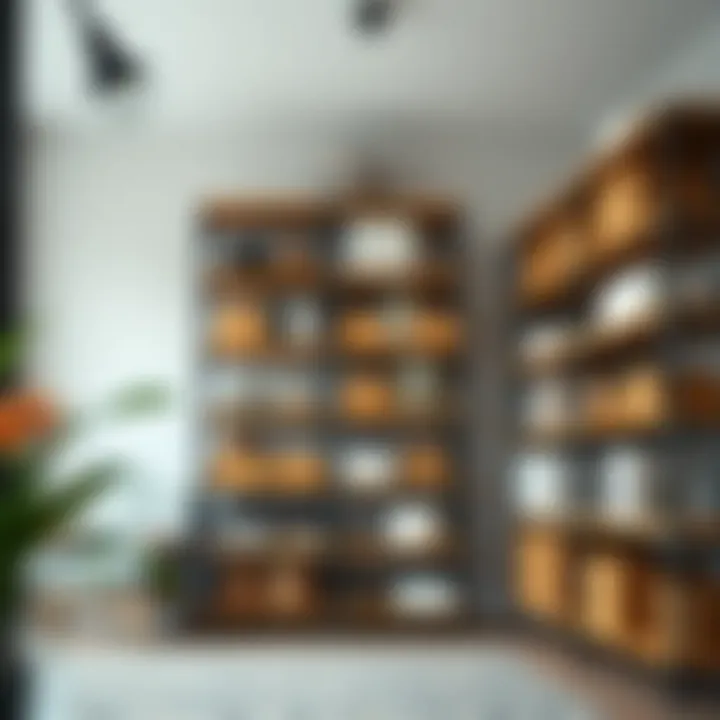 Stylish Organized Shelving Units Showcasing organized shelving units in a stylish setting.