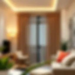 Elegant tension curtain rod showcasing a modern interior