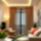 Modern Interior with Tension Curtain Rod Elegant tension curtain rod showcasing a modern interior