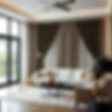 Decorative Tension Curtains in a Living Space Stylish living space enhanced with decorative tension curtains