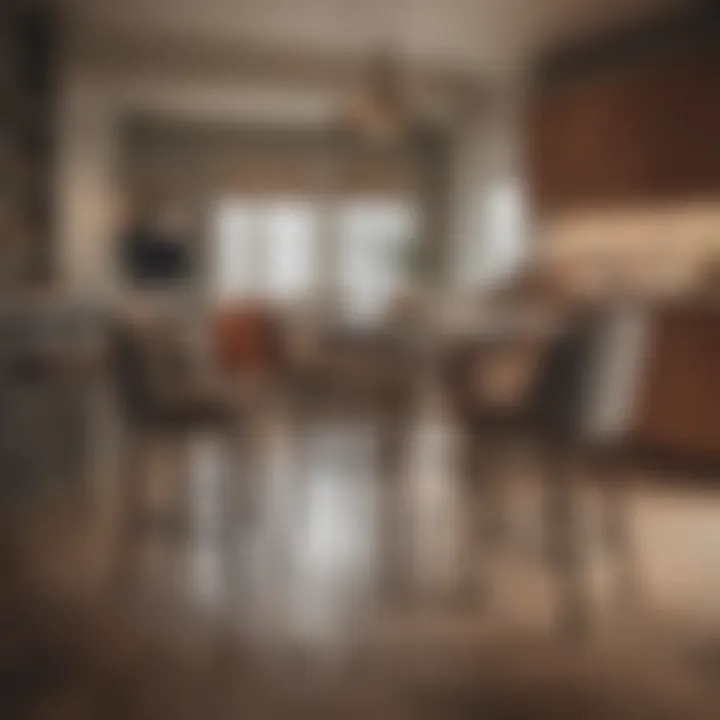 Cozy dining area featuring upholstered counter height chairs