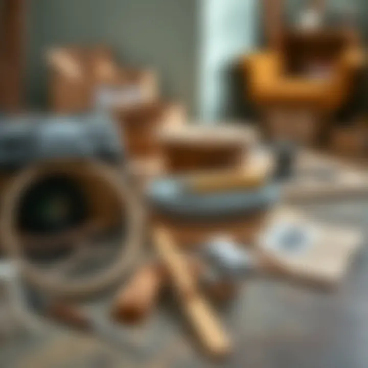 Materials laid out for building an end table