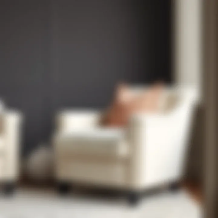 Stylish cream armchair with decorative cushions
