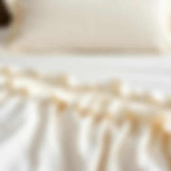 Close-up of ruffle detailing on a cream duvet cover