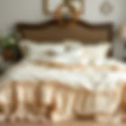 Elegant cream ruffle duvet cover styled on a bed