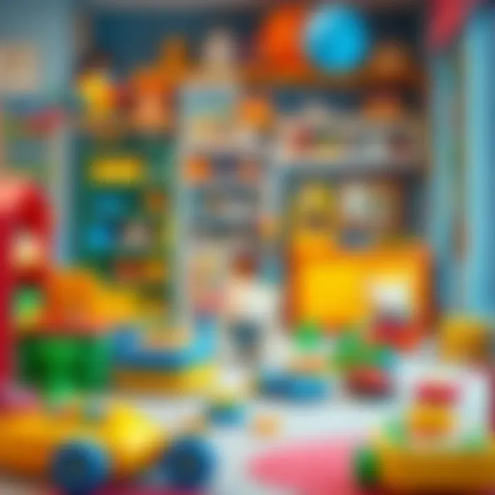 Colorful play area with educational toys