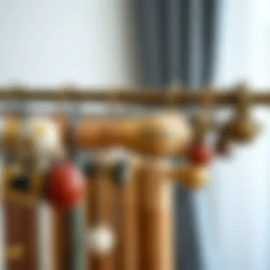 Array of curtain rods made from various materials