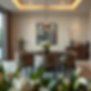 Sophisticated Dining Area Design An elegant dining space featuring a harmonious blend of materials and textures