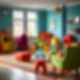 Inviting playroom with colorful furniture
