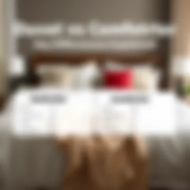 Comparison chart illustrating duvet and comforter differences