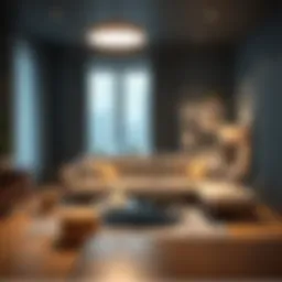 Modern LED fixtures illuminating a cozy living room