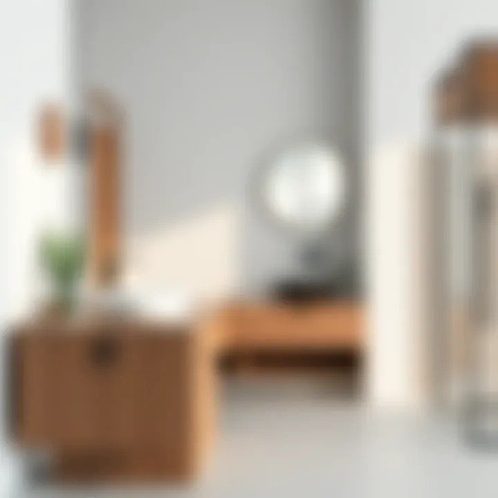 Contemporary bathroom showing different material combinations for sink and counter