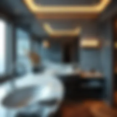 Luxurious bathroom featuring an intricate sink and countertop design