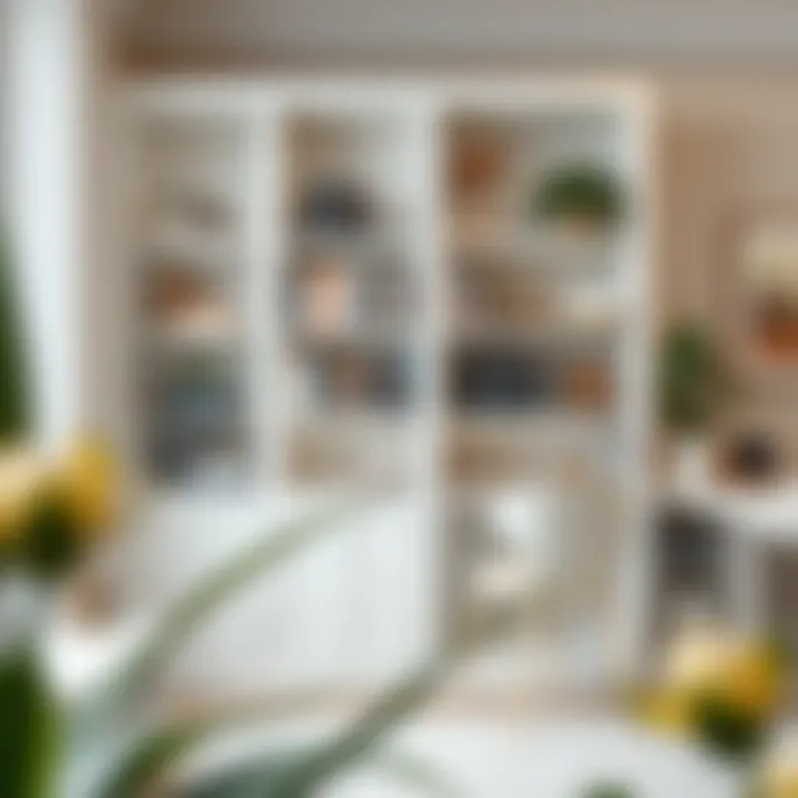 White bookcase beautifully placed in a cozy home office