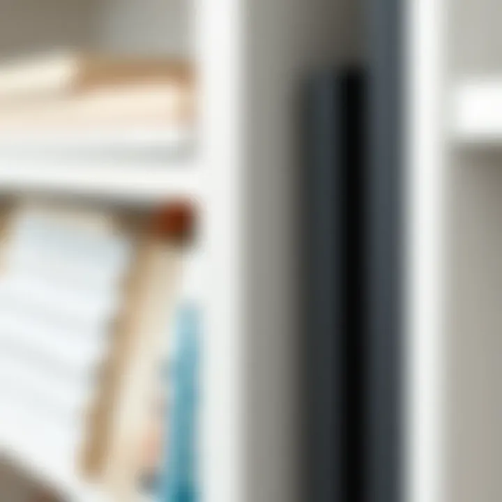 Close-up of materials used in the white bookcase construction