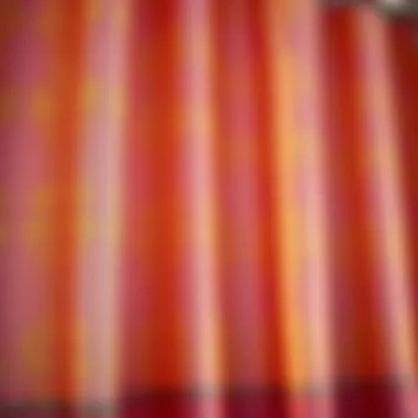 Intricate Fabric Texture of Shower Curtains Close-up of fabric texture of gold and pink shower curtains