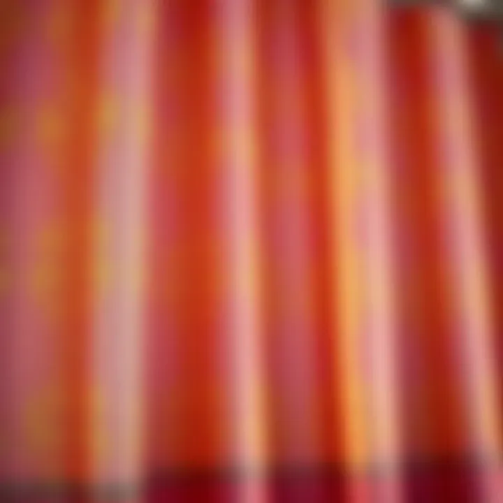 Intricate Fabric Texture of Shower Curtains Close-up of fabric texture of gold and pink shower curtains