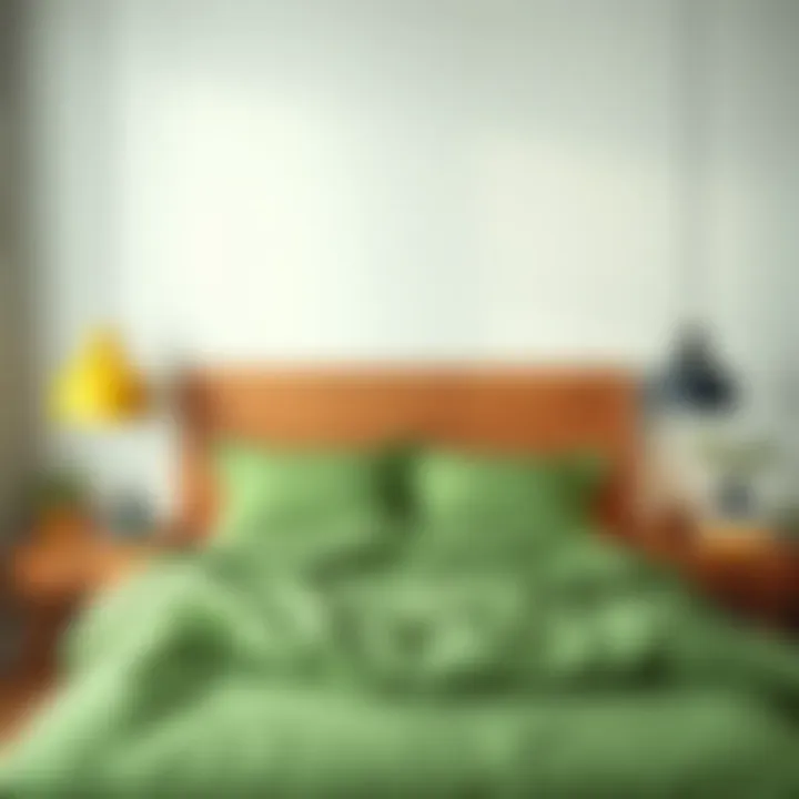 Serene Green Bed Sheets Serene green bed sheets complementing a minimalist bedroom design