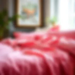 Elegant pink bed sheets draped over a stylish bed