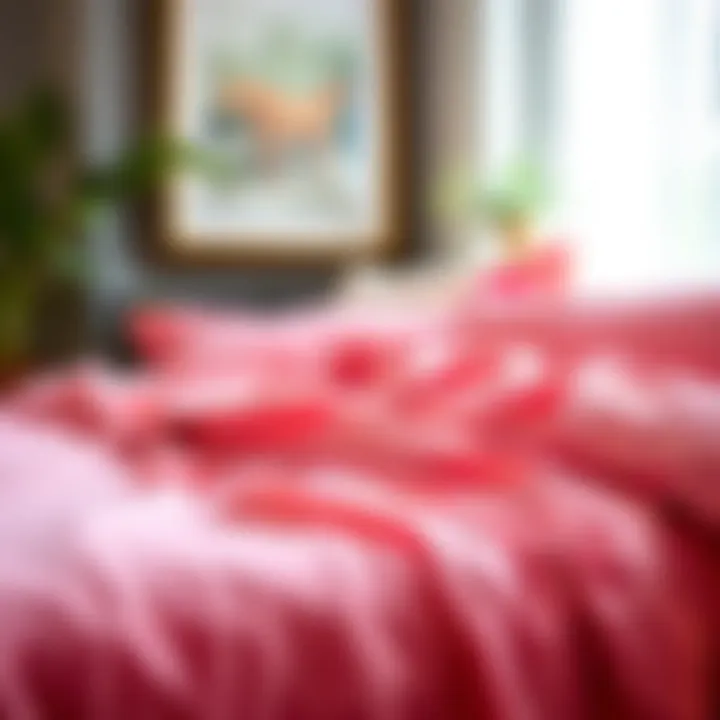 Elegant Pink Bed Sheets Elegant pink bed sheets draped over a stylish bed