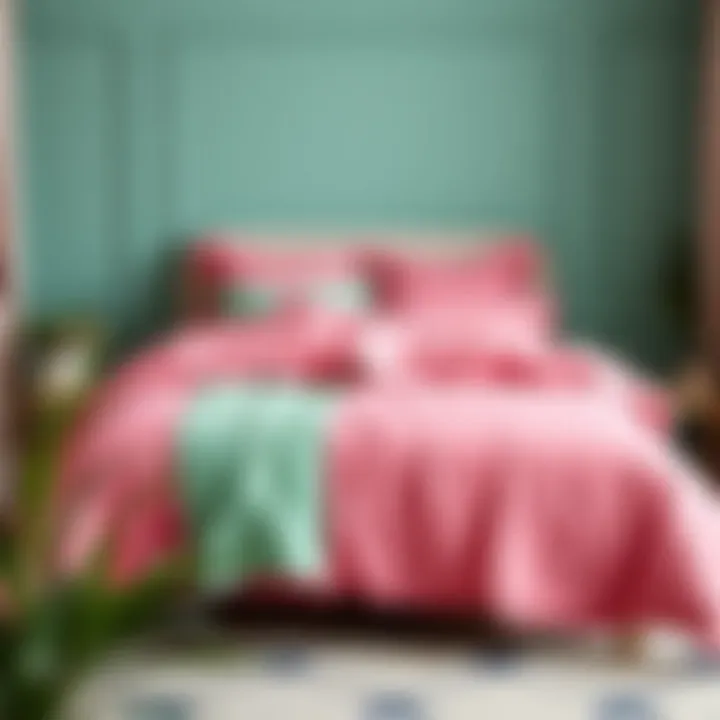 Combination of Pink and Green Bed Sheets Combination of pink and green bed sheets in a beautifully decorated room