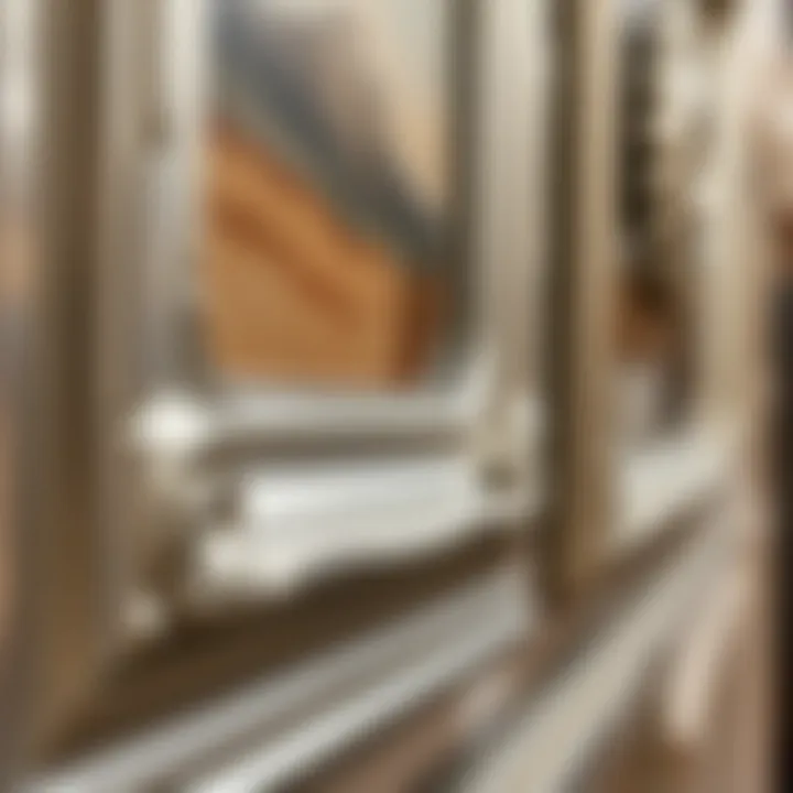 Close-up of craftsmanship details in silver framed wall art
