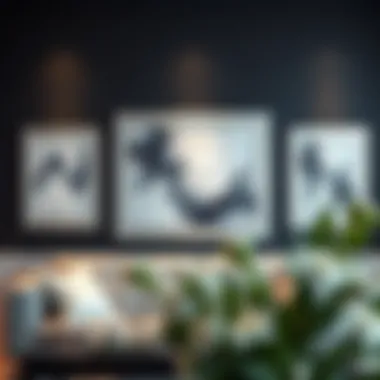 Elegant silver framed wall art set showcasing abstract designs