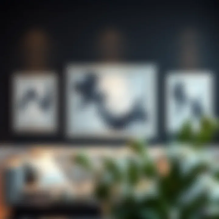 Elegant silver framed wall art set showcasing abstract designs