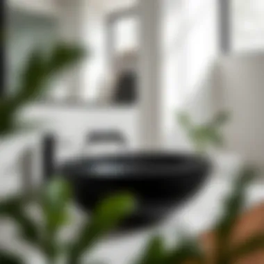 Modern Design Integration with Black Ceramics A modern bathroom featuring a black ceramic sink