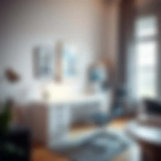 Modern white L-shaped desk in a stylish office