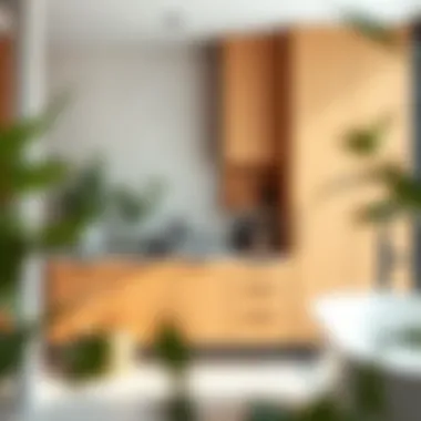 Modern Sustainable Bamboo Cabinetry Sustainable bamboo cabinetry in a modern bathroom