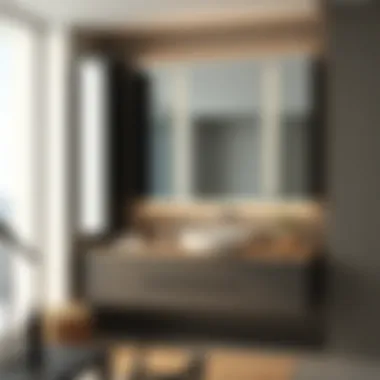 Elegant bathroom mirror with side cabinets reflecting modern design