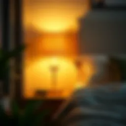 Elegant battery-powered bedside lamp illuminating a cozy bedroom