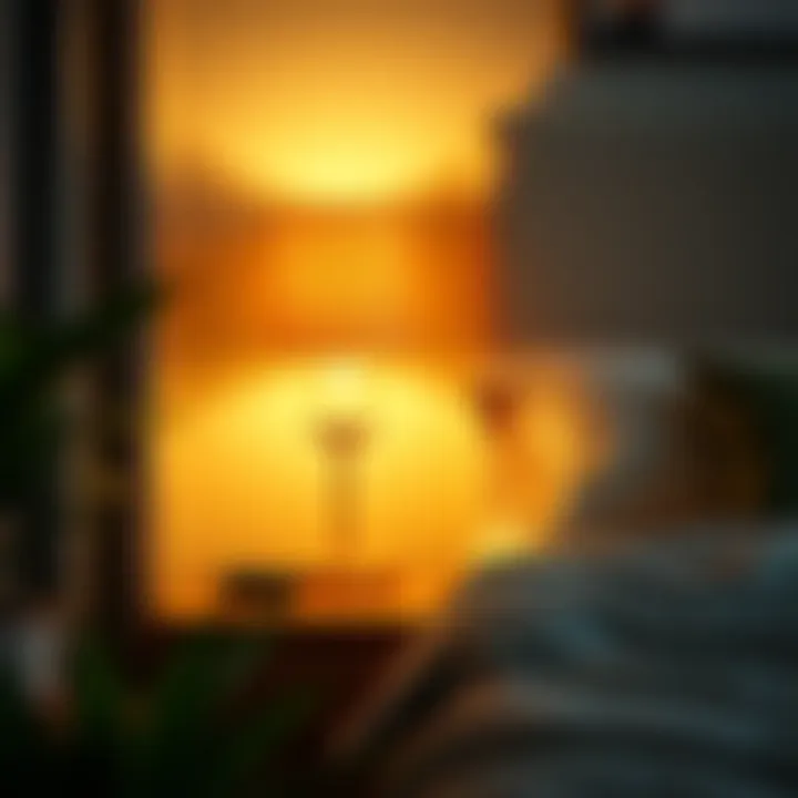 Elegant battery-powered bedside lamp illuminating a cozy bedroom